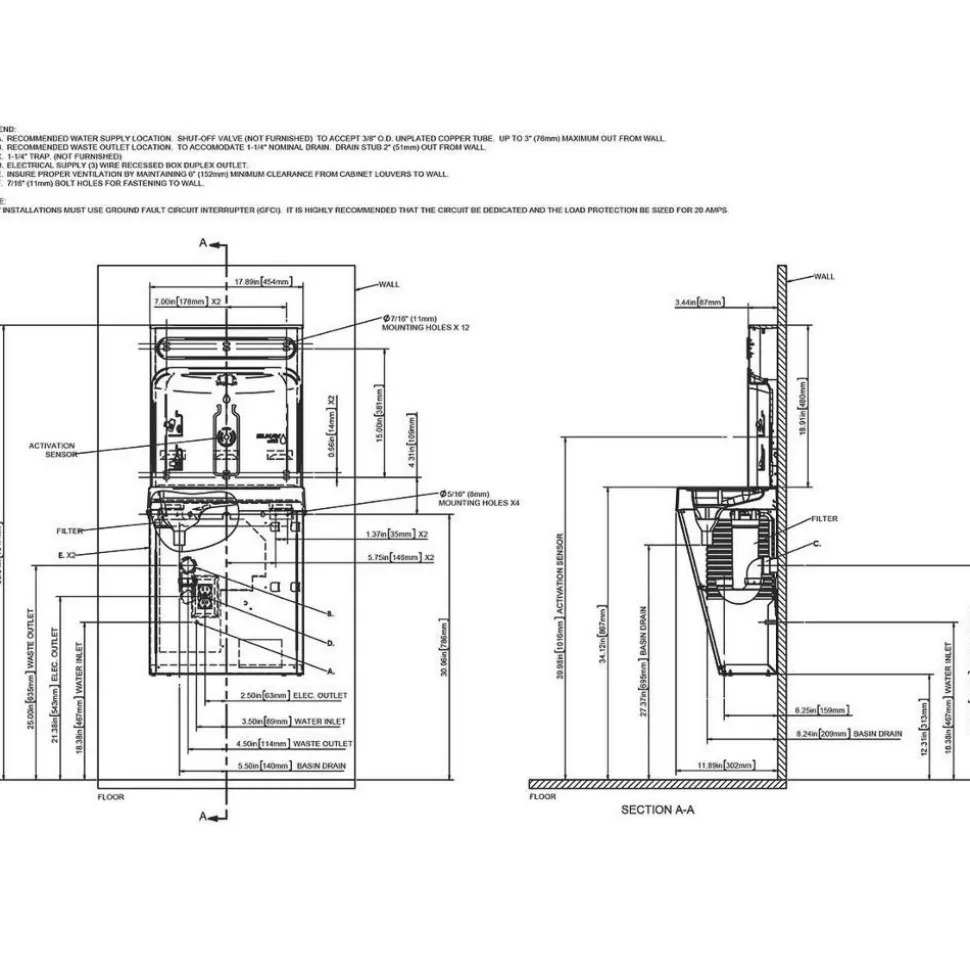 Water Cooler & Fountain: 8.0 GPH Cooling Capacity