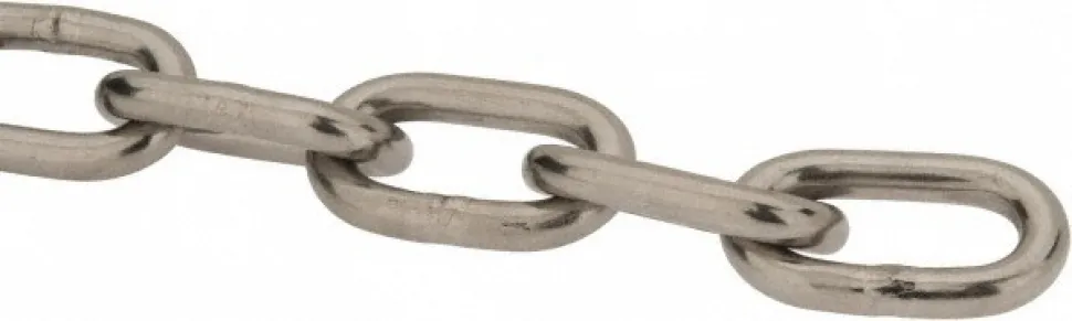 3/16" Welded Stainless Steel Chain, Priced as 1' Increments, 1,000' Total Coil Length