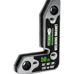 Welding Magnet: 50 lb Capacity, L-Shape, 35, 60, 90, 120 & 150 deg Holding Angle