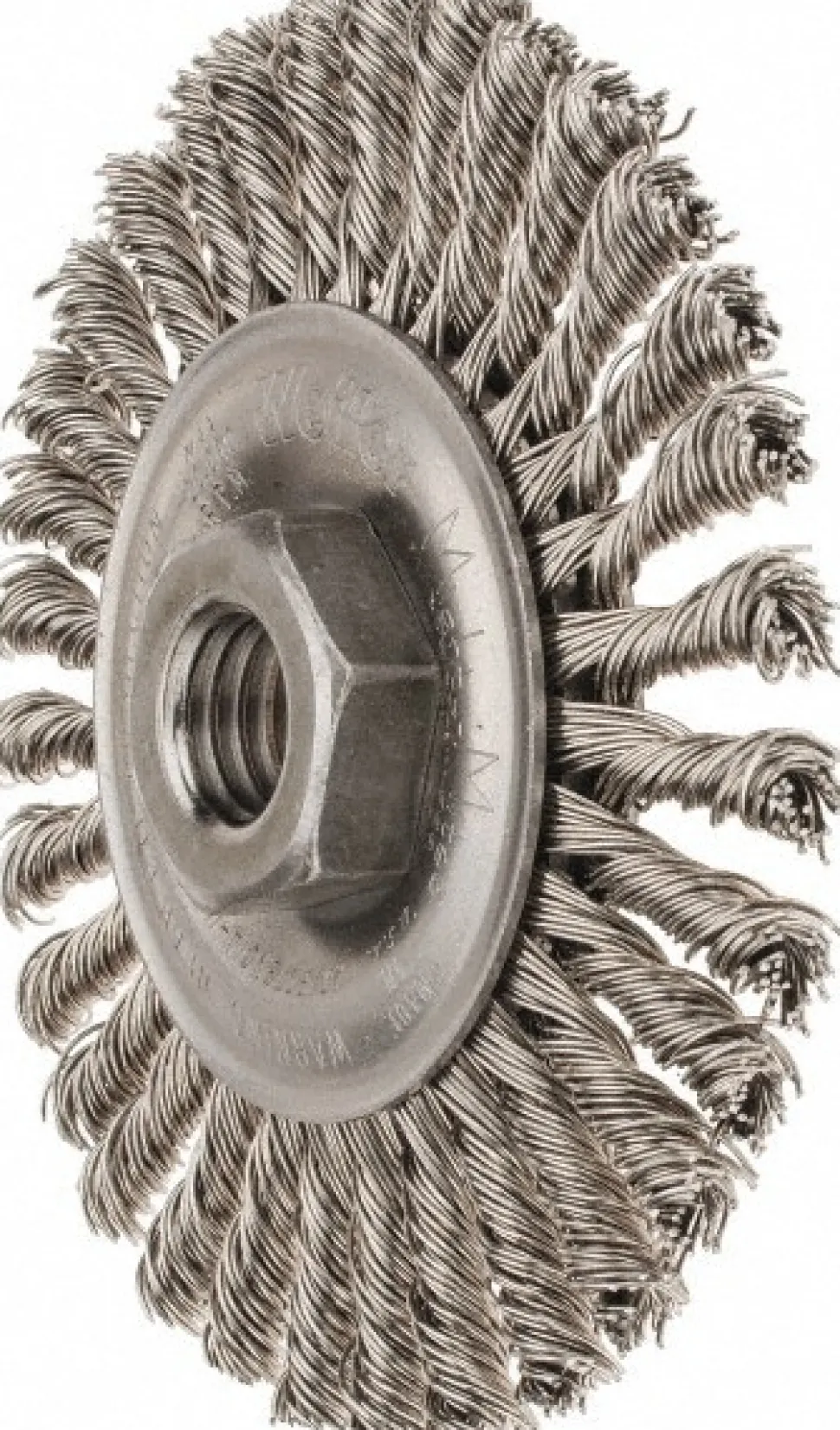 Wheel Brush: 4" Wheel Dia, 3/16" Face Width, 0.0200" Wire Dia, Knotted