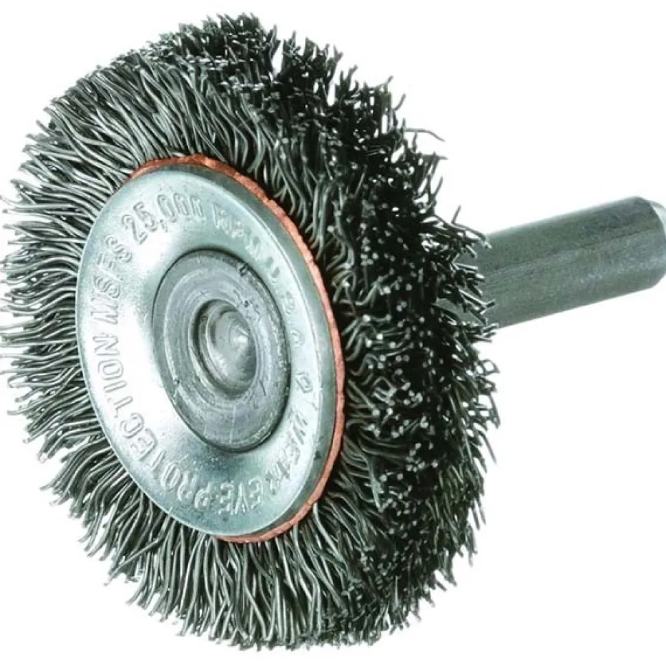 Wheel Brush: 3" Wheel Dia, 7/16" Face Width, 0.0140" Wire Dia, Crimped