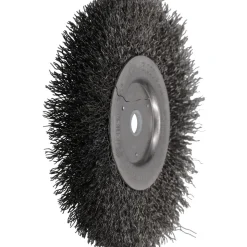 Wheel Brush: 6" Wheel Dia, 3/4" Face Width, 0.0140" Wire Dia, Crimped