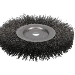 Wheel Brush: 6" Wheel Dia, 3/4" Face Width, 0.0140" Wire Dia, Crimped