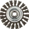 Wheel Brush: 4" Wheel Dia, 3/8" Face Width, 0.0140" Wire Dia, Knotted