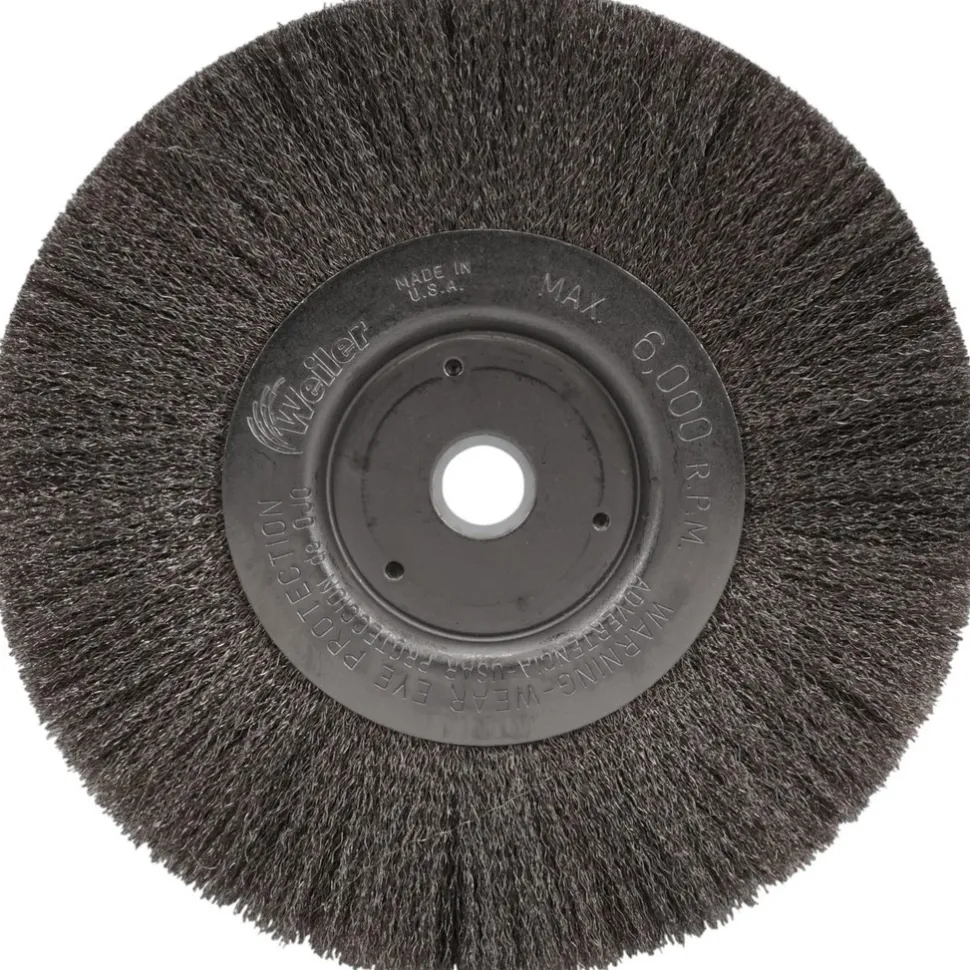 Wheel Brush: 6" Wheel Dia, 3/4" Face Width, 0.0060" Wire Dia, Crimped