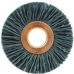 Wheel Brush: 2" Wheel Dia, 3/8" Face Width, 0.0220" Wire Dia, Crimped