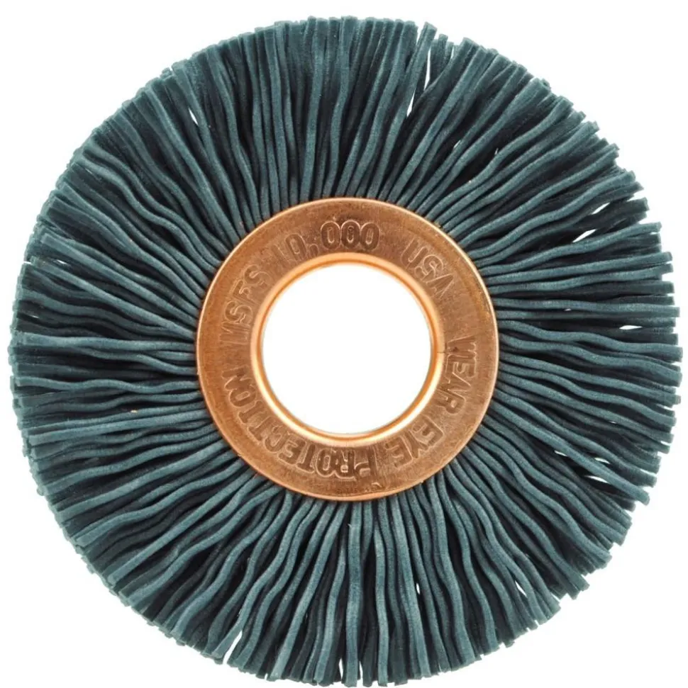 Wheel Brush: 2" Wheel Dia, 3/8" Face Width, 0.0220" Wire Dia, Crimped