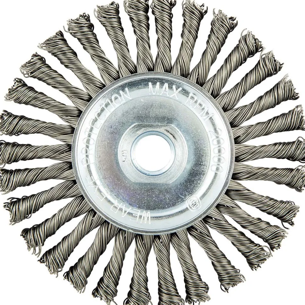 Wheel Brush: 4-1/2" Wheel Dia, 3/16" Face Width, 0.0200" Wire Dia, Stringer Bead