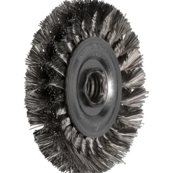 Wheel Brush: 4" Wheel Dia, 1/2" Face Width, 0.0140" Wire Dia, Knotted