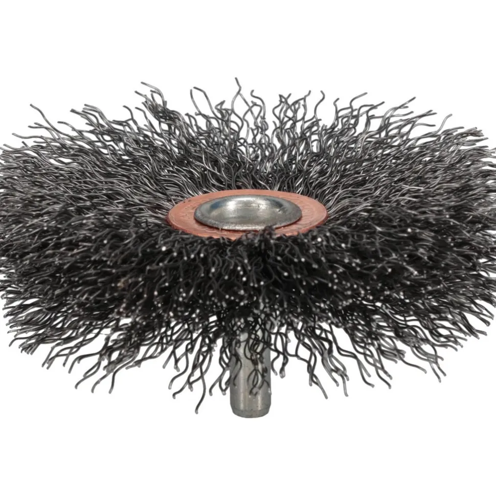 Wheel Brush: 3" Wheel Dia, 1/2" Face Width, 0.0118" Wire Dia, Crimped