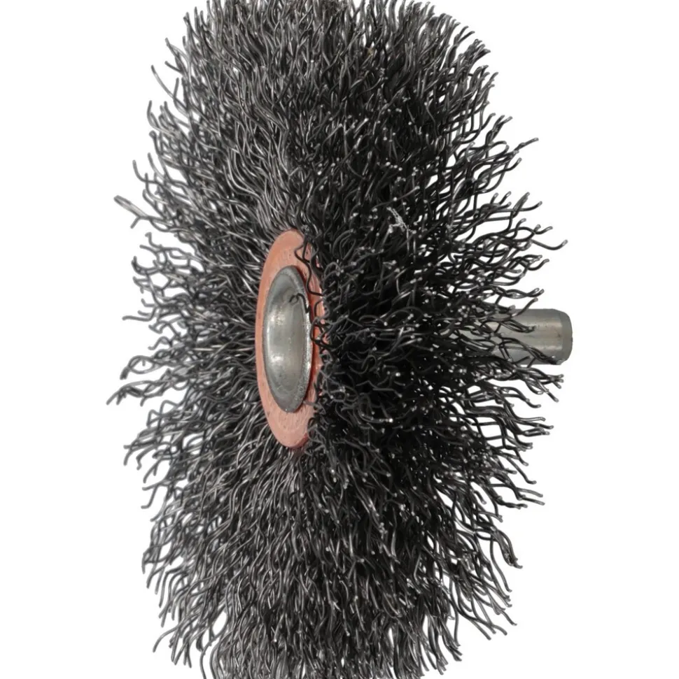 Wheel Brush: 3" Wheel Dia, 1/2" Face Width, 0.0118" Wire Dia, Crimped