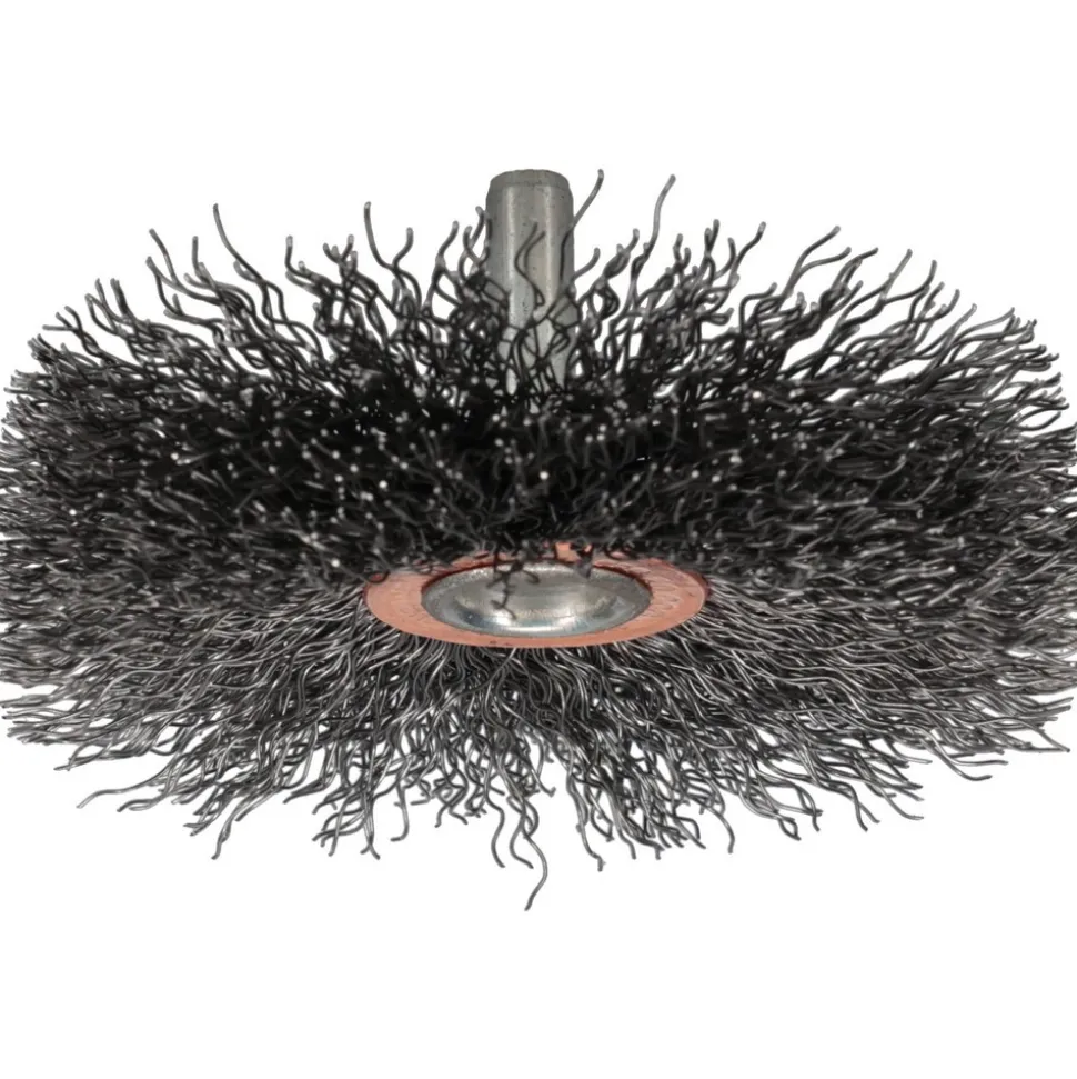 Wheel Brush: 3" Wheel Dia, 1/2" Face Width, 0.0118" Wire Dia, Crimped