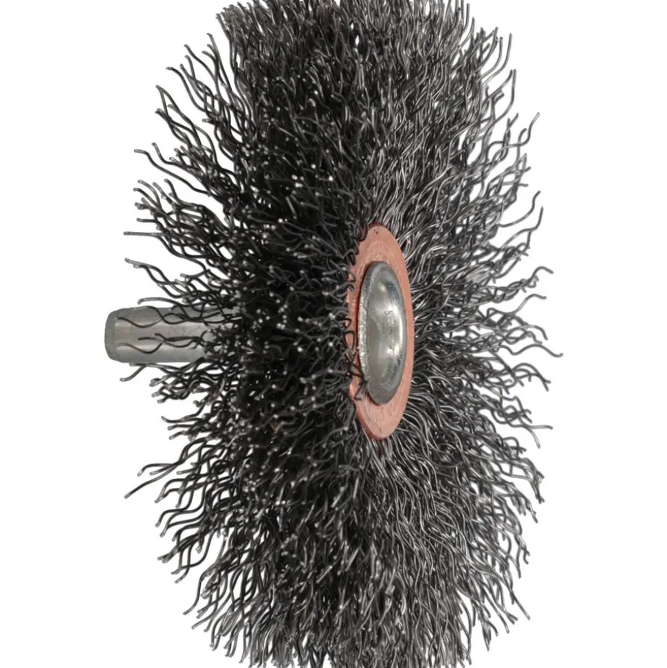 Wheel Brush: 3" Wheel Dia, 1/2" Face Width, 0.0118" Wire Dia, Crimped