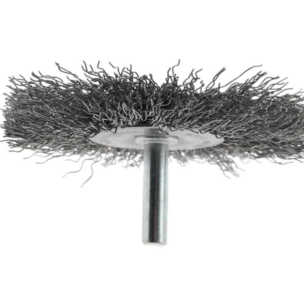 Wheel Brush: 3" Wheel Dia, 1/4" Face Width, 0.0140" Wire Dia, Crimped