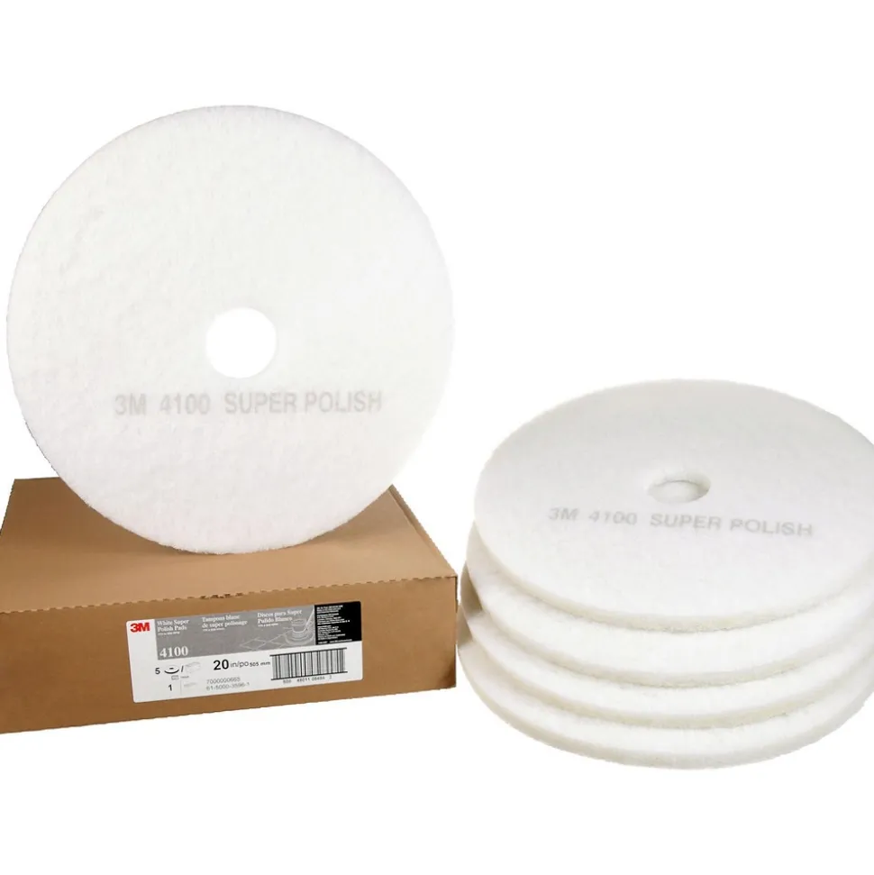 White Super Polish Pad 4100, 508 mm x 82 mm, 20 in, 5 ea/Case