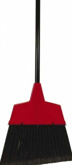 11" Wide, Black Synthetic Bristles, 48" Metal Handle, Angled Broom