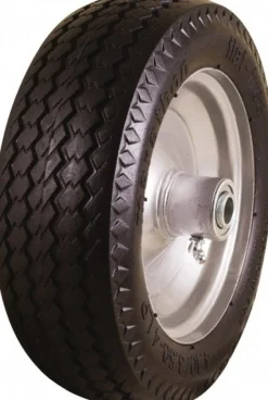 3-19/64" Wide x 10-1/2" High x 4" Deep Flat Free Hand Truck Tire, Offset Axle Hub