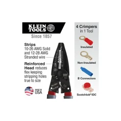 Wire Stripper: 28 AWG Stranded & 26 AWG Solid, 12 AWG Stranded & 10 AWG Solid Max Capacity