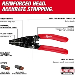 Wire Stripper & Cutter with Reinforced Head, 10-28 AWG, Dipped Grip