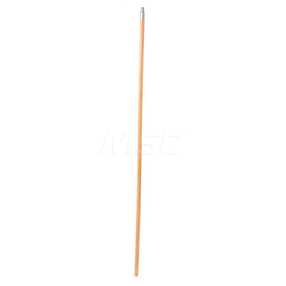 60" Wood Broom Handle With Threaded Metal Tip, Lacquered