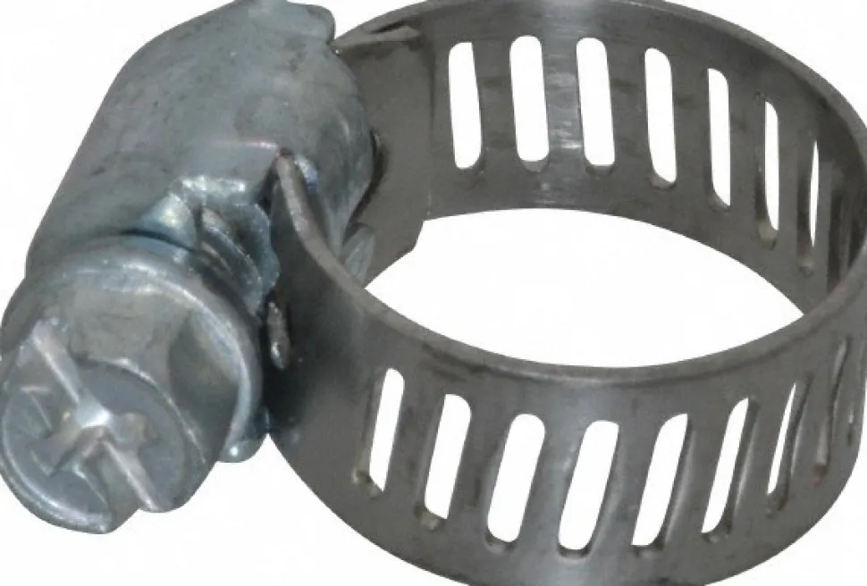 Worm Gear Clamp: Miniature Worm Drive, SAE 4, 5/16 to 5/8" Dia, Stainless Steel Band