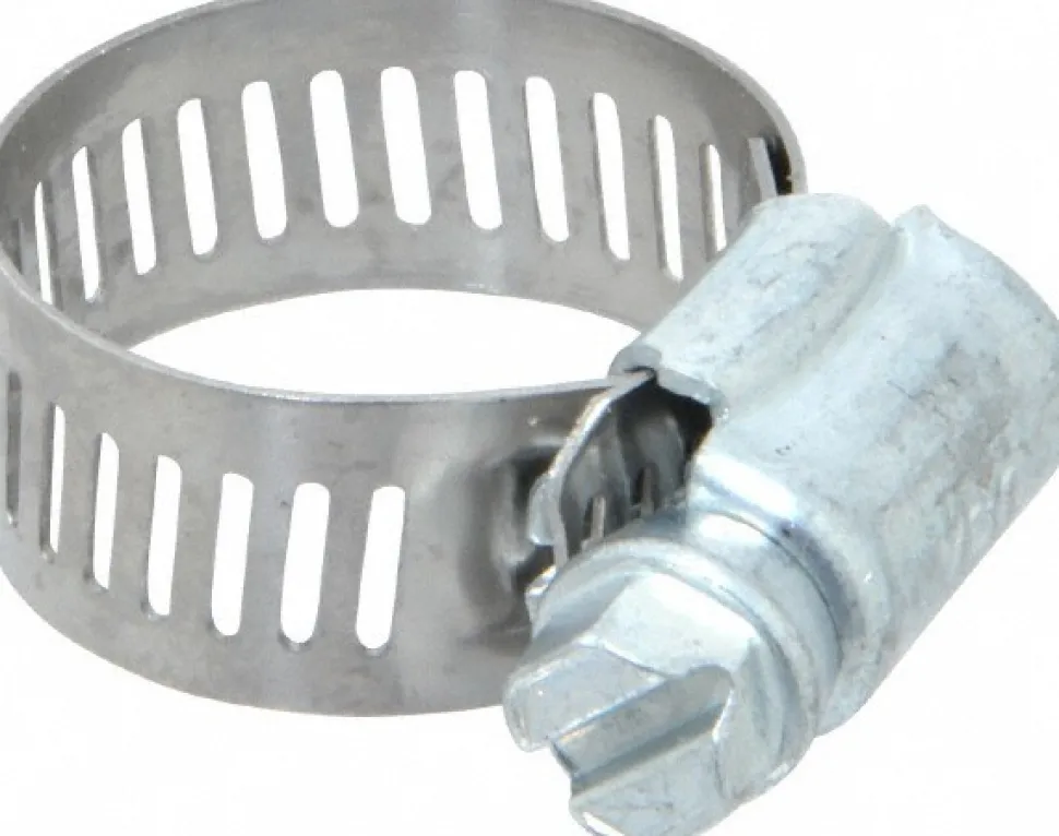 Worm Gear Clamp: Worm Drive, SAE 10, 9/16 to 1-1/16" Dia, Carbon Steel Band