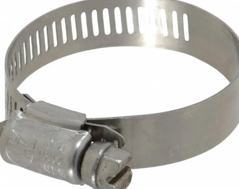 Worm Gear Clamp: Worm Drive, SAE 24, 1-1/16 to 2" Dia, Stainless Steel Band