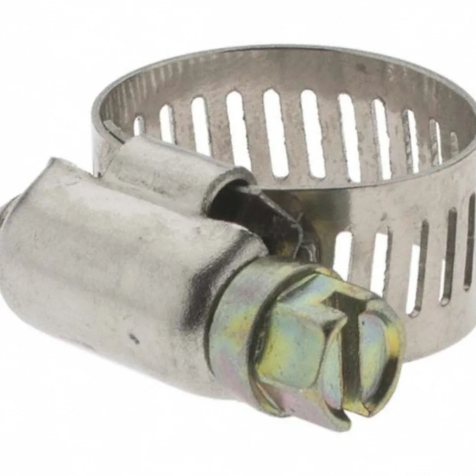 Worm Gear Clamp: Worm Drive, SAE 6, 7/16 to 25/32" Dia, Stainless Steel Band