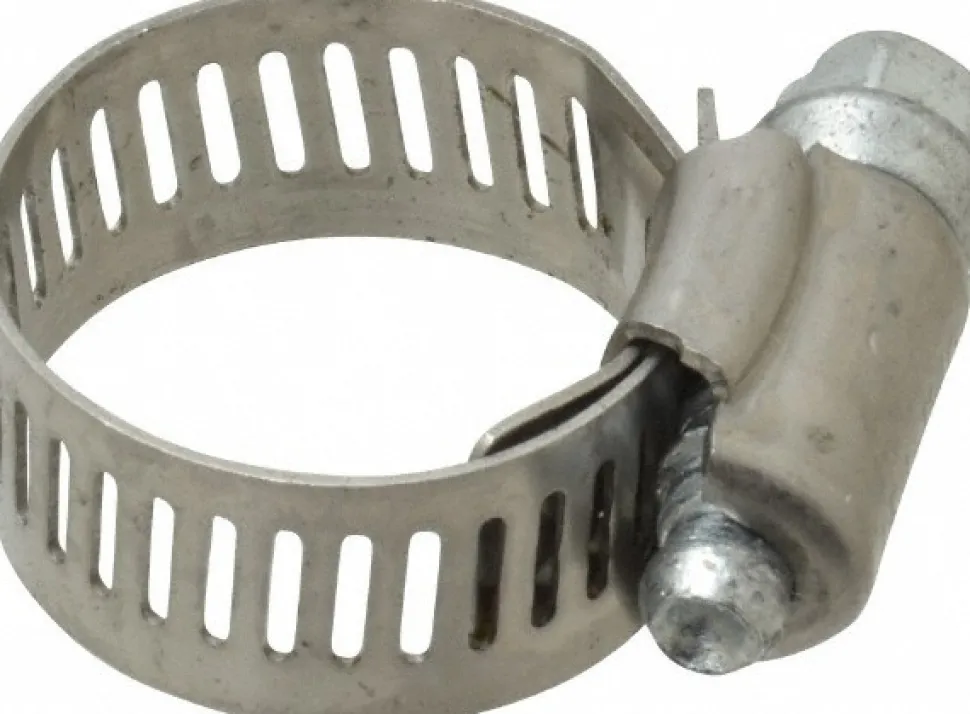 Worm Gear Clamp: Worm Drive, SAE 10, 1/2 to 1-1/16" Dia, Stainless Steel Band