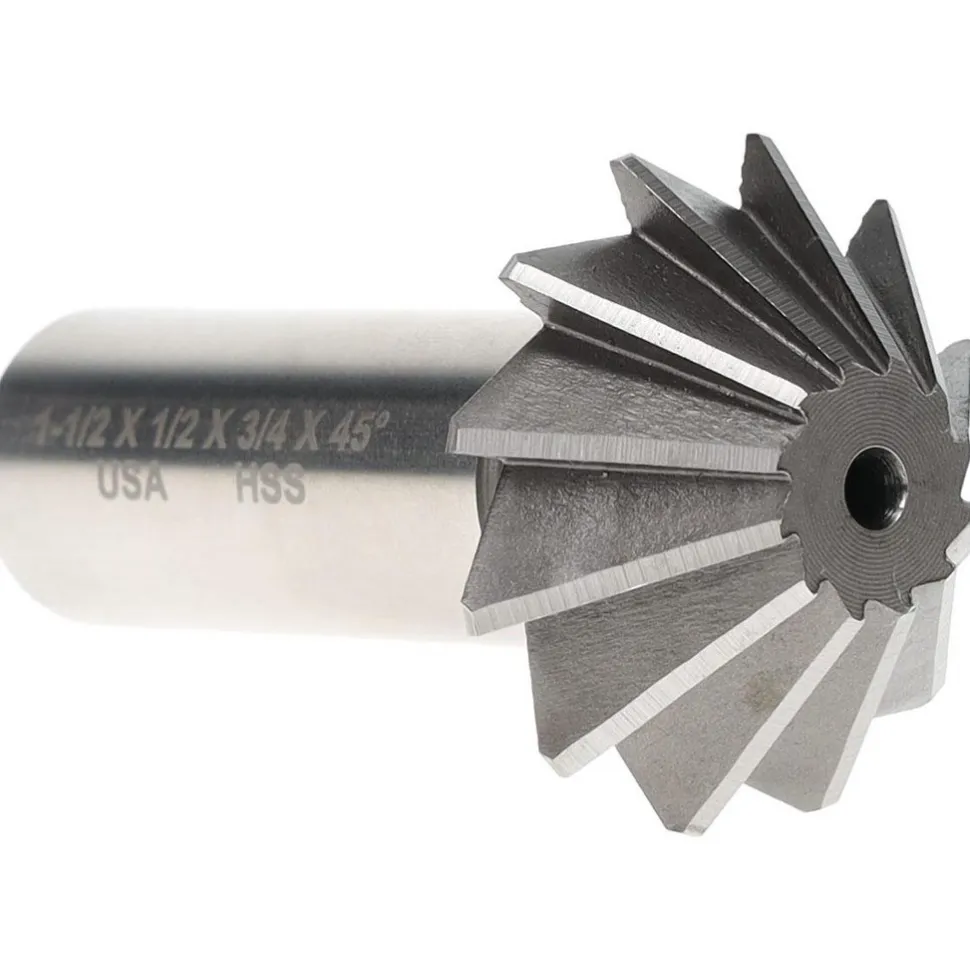 1-1/2 x 1/2" 45° 12-Tooth High Speed Steel Single-Angle Cutter